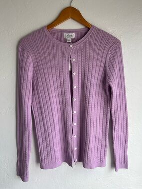 Foxcroft Supima Cotton Cable Knit Cardigan Size Medium